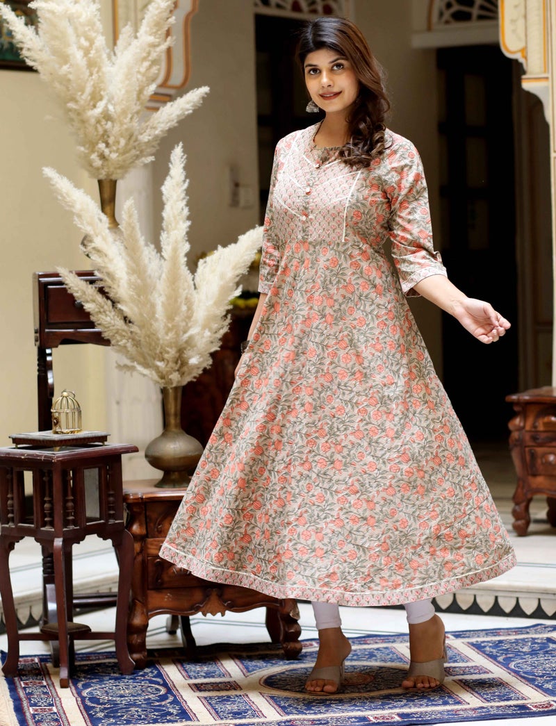 Miravan Floral Printed Anarkali Kurta for Women - Image 5